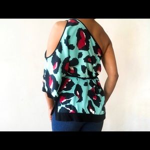 RAMPAGE One Shoulder Colored Animal Print Blouse